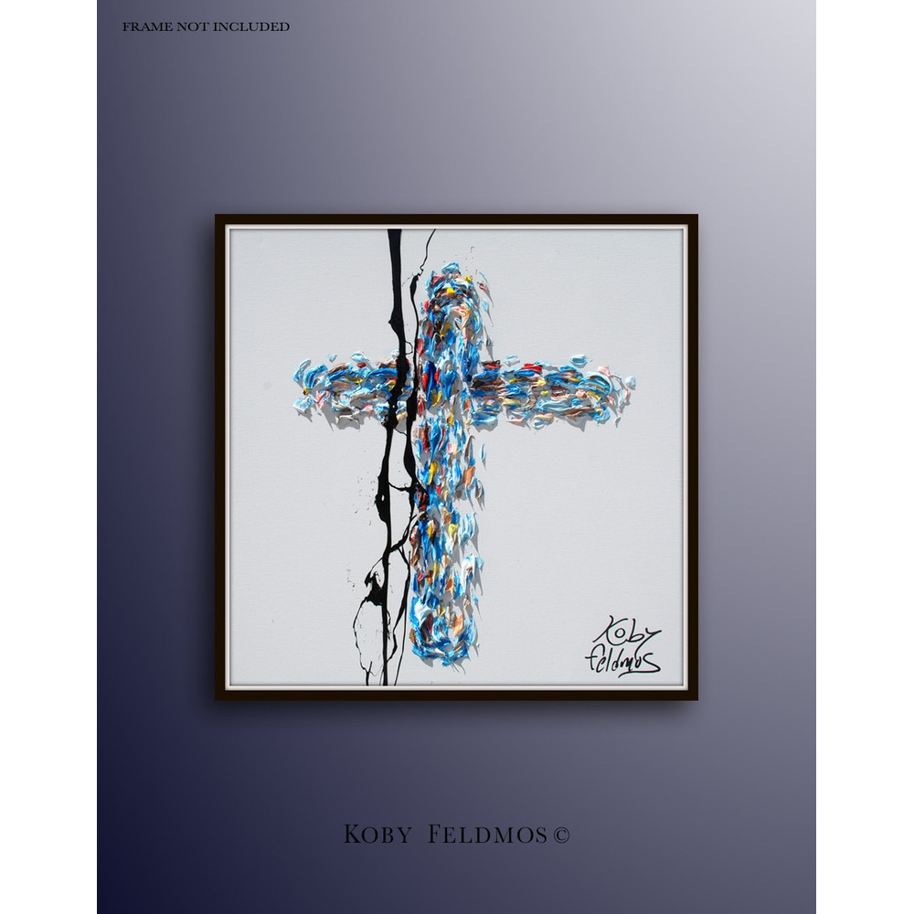 Cross oil painting 30 on canvas, biblical art, jesus cross, by Koby Feldmos.jpg