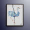 Crane Bird Oil Painting 40, Original oil painting on canvas, relaxing blue colors, handmade original art by Koby Feldmos.jpg