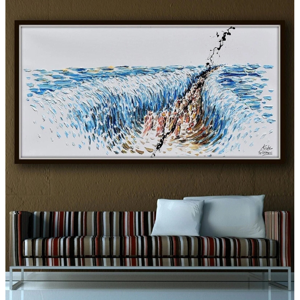 Crossing the Red Sea 55 biblical narrative of the Exodus, the escape of the Israelites led by Moses - oil on canvas by Koby Feldmos.jpg