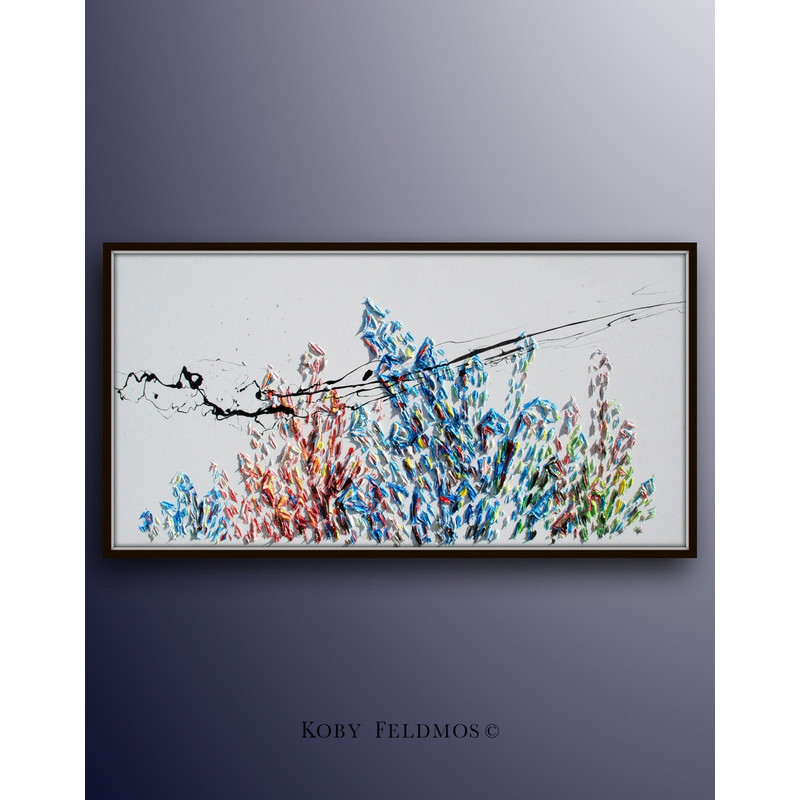 Crystals oil painting 55, Beautiful Abstract colorful Minerals Crystals painting, rich texture, relaxing composition, by Koby Feldmos.jpg