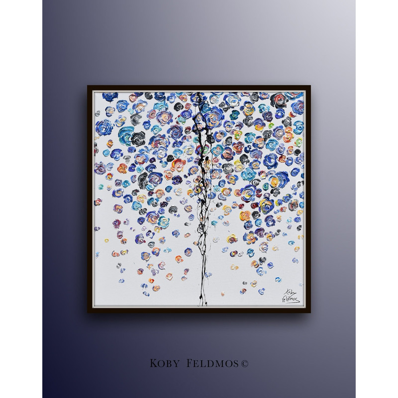 Curtain of Flowers 40, Amazing! beautiful abstract painting, oil on canvas, thick texture, original art, Very Luxury looks, By Koby Feldmos.jpg