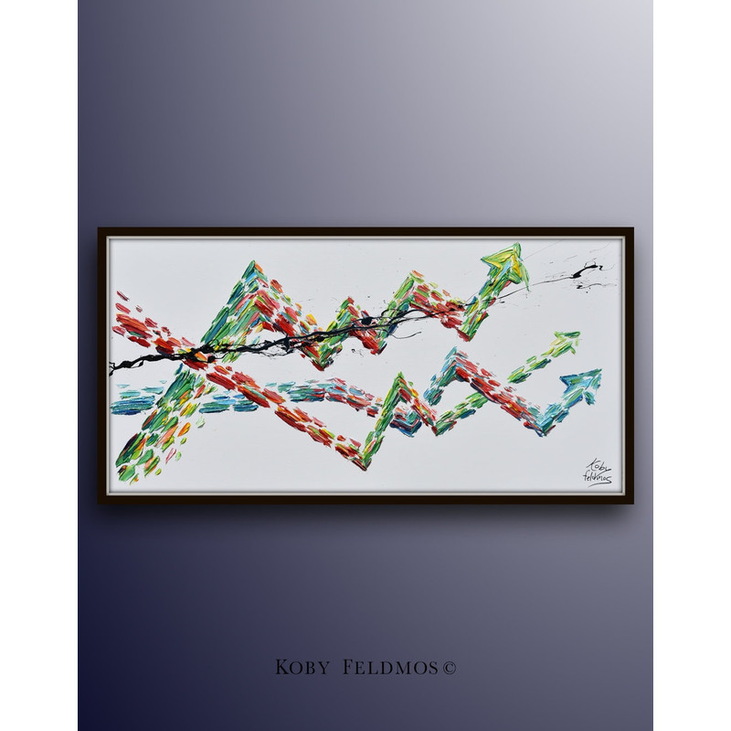 Financial industry graph 55 oil on canvas, office artwork, for husband interior design for office, chart, arrows chart, Koby Feldmos.jpg