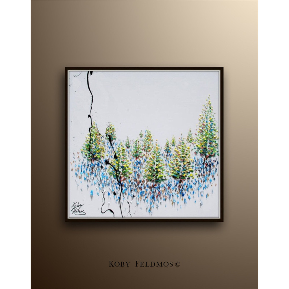 Forest painting 35 oil on canvas, original painting, Modern style pointillism, Koby Feldmos.jpg