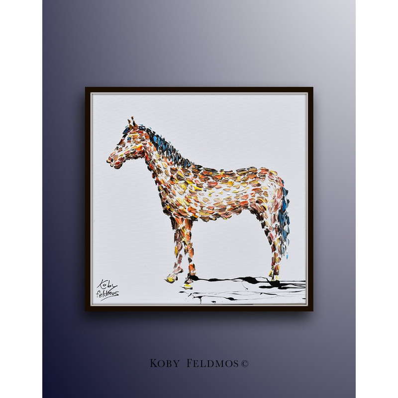 Horse 25 painting original oil painting on canvas, thick layers, animal painting, animal art, beautiful horse By Koby Feldmos.jpg