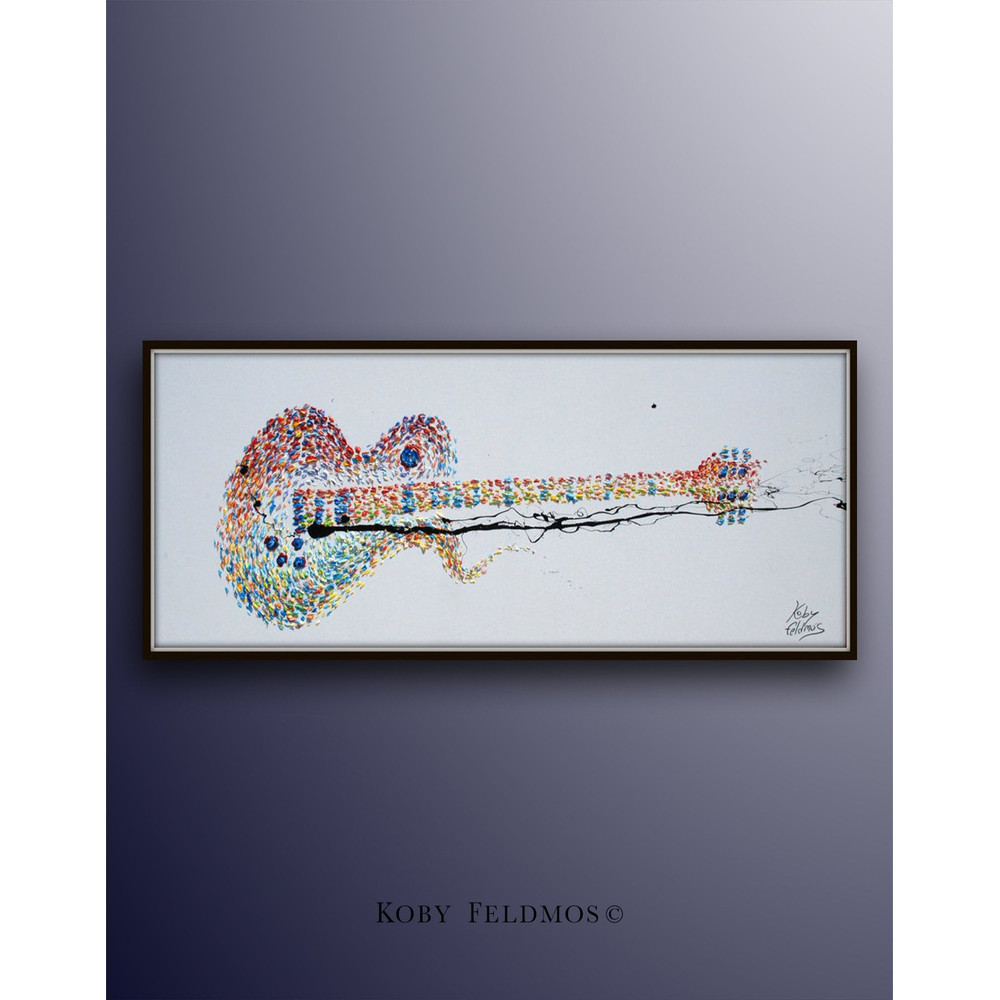 Huge Guitar 67 Oil Painting AMAZING Composition and Colors , Original & Handmade , One of a kind Piece of Art ,by Koby Feldmos.jpg