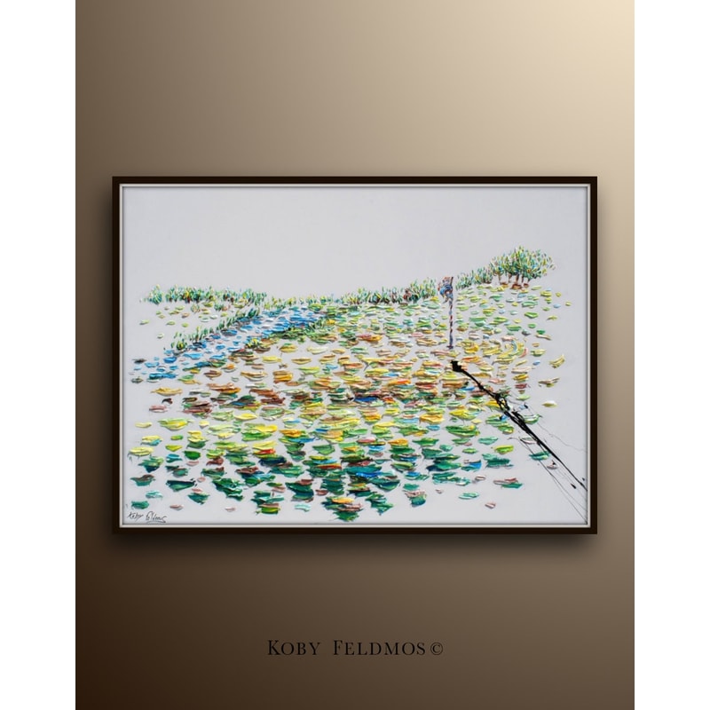 HUGE PAINTING 60 !! Golf painting beautiful original hand made oil painting of Golf course game Sport ball by Koby Feldmos.jpg