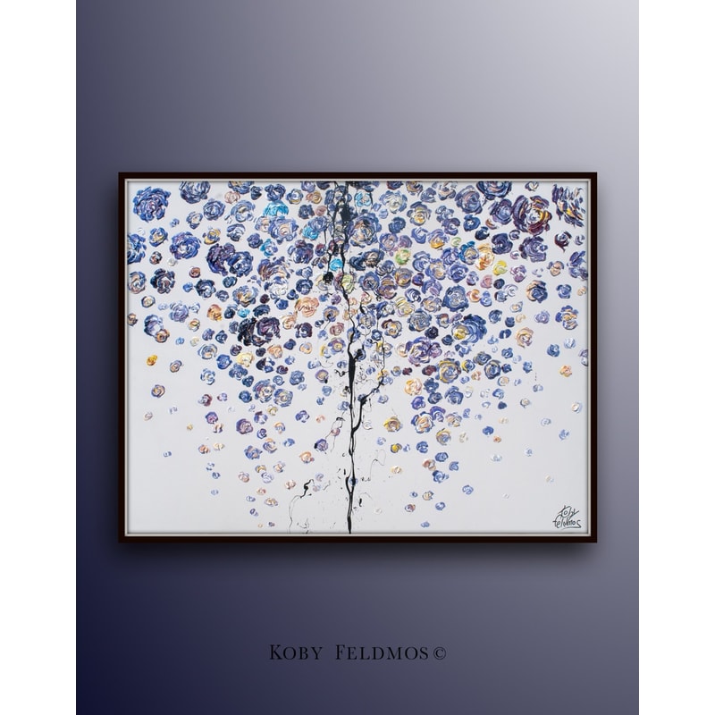 Huge painting 60 Mesmerizing Purple HUGE Abstract original painting Curtain of Flowers , oil on canvas, 2023 , By Koby Feldmos.jpg