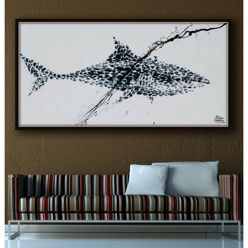 HUGE Shark 67 painting large painting, beautiful thick layers,, oil painting on canvas, marin animal, modern art by Koby Feldmos.jpg