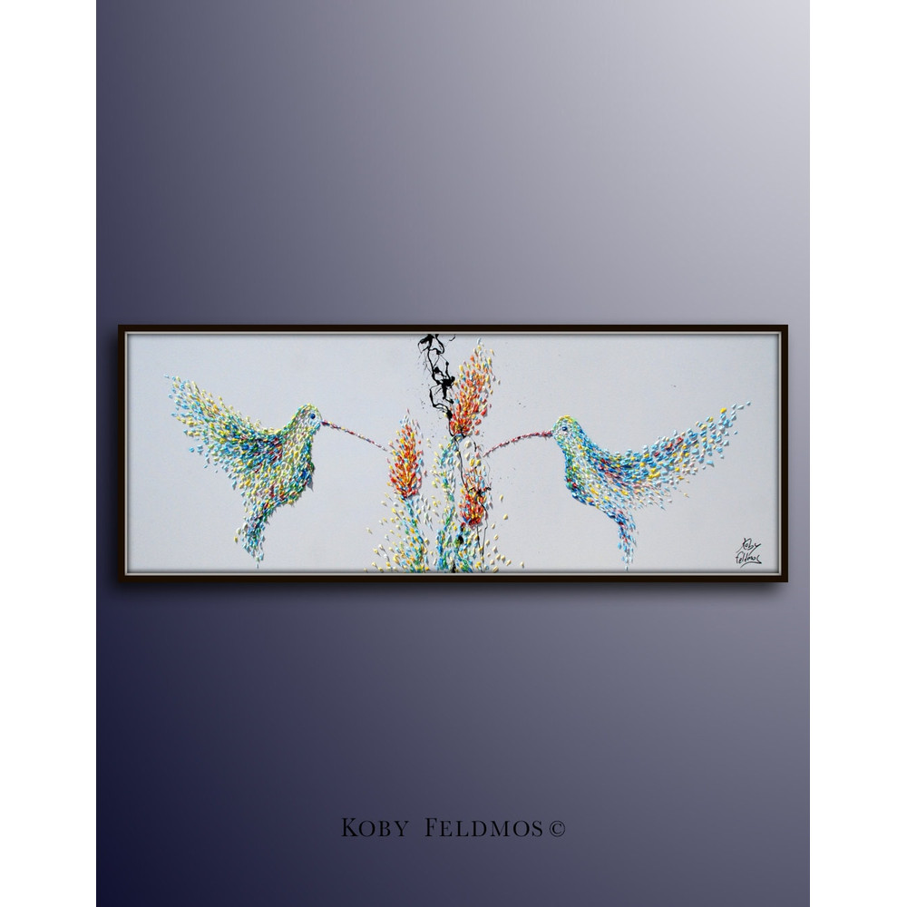 HummingBirds Painting 67 Original oil painting , Animal painting, hummingbird painting, Modern style, Express shipping, by Koby Feldmos.jpg
