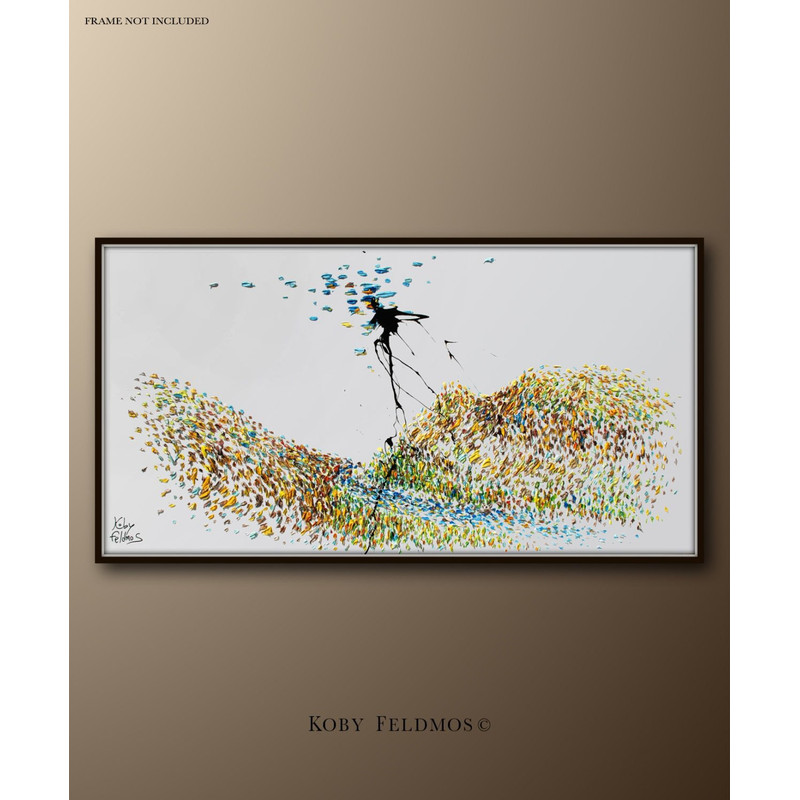 Landscape painting 67 River painting in mid of valley, oil painting original, on canvas, by Koby Feldmos.jpg