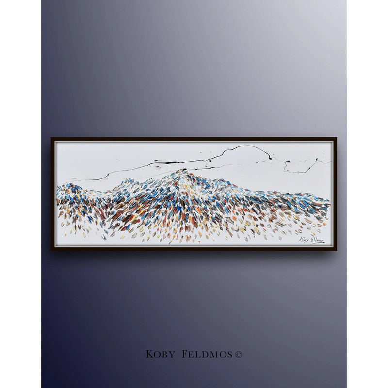 Longs Peak Mountain 60, Original hand made oil  Painting colors ,thick paint , by Koby Feldmos.jpg