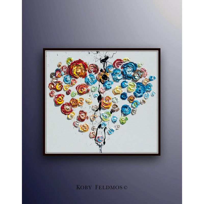 LOVE Heart PAINTING 25 Amazing painting on canvas, For every occasion, Valentines, Gift idea, For yourself in Living room, Koby Feldmos.jpg