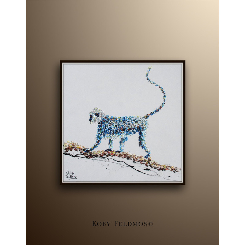 Monkey 25 Oil painting original handmade texture artwork, modern style by Koby Feldmos.jpg