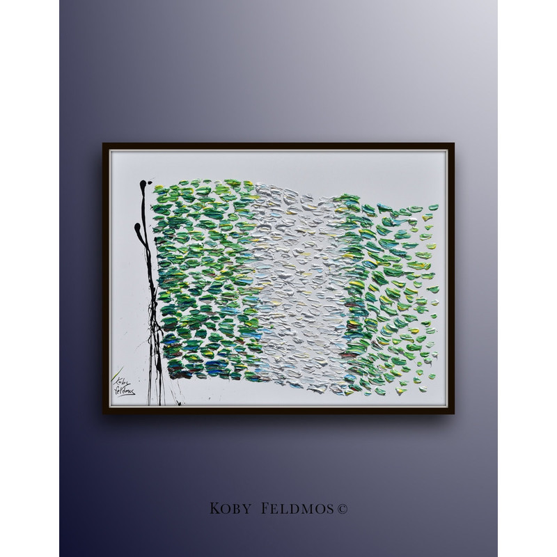 Nigerian Flag 40 , Nigeria national flag, original oil painting on canvas, handmade by Koby Feldmos.jpg