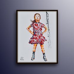 office painting 40 fearless girl, oil painting on canvas girl, stock exchange market, business art,