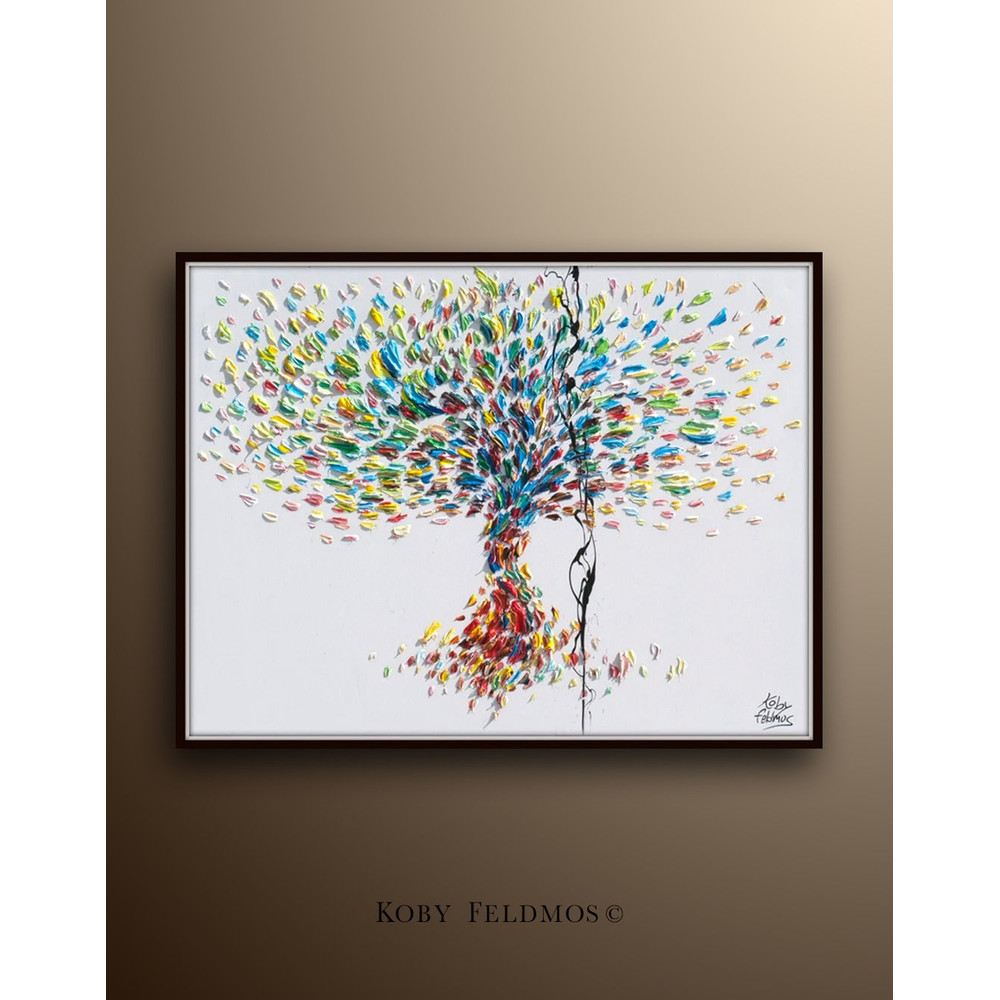Original oil painting 40 Beautiful thick texture Tree painting, abstract looks, relaxing art, by Koby Feldmos.jpg