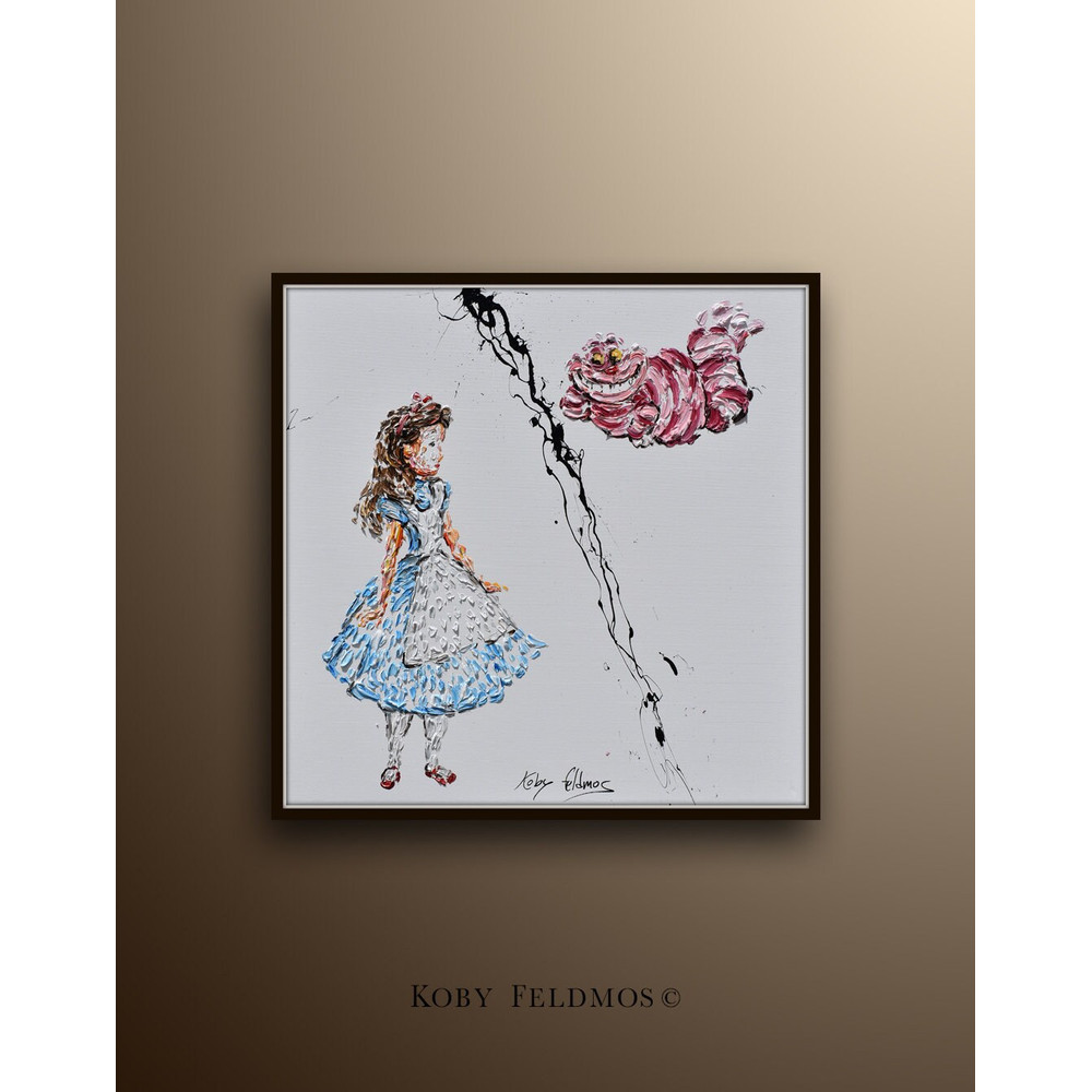 Painting 25 Portrait painting, oil on canvas, Alice in wonderland, Cheshire cat, girl, cat, story, gift idea, handmade by Koby Feldmos.jpg