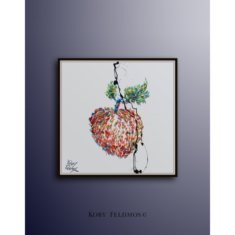 Painting 25, Apple oil painting, Still life, Original Hand made oil painting on canvas, By Koby Feldmos.jpg