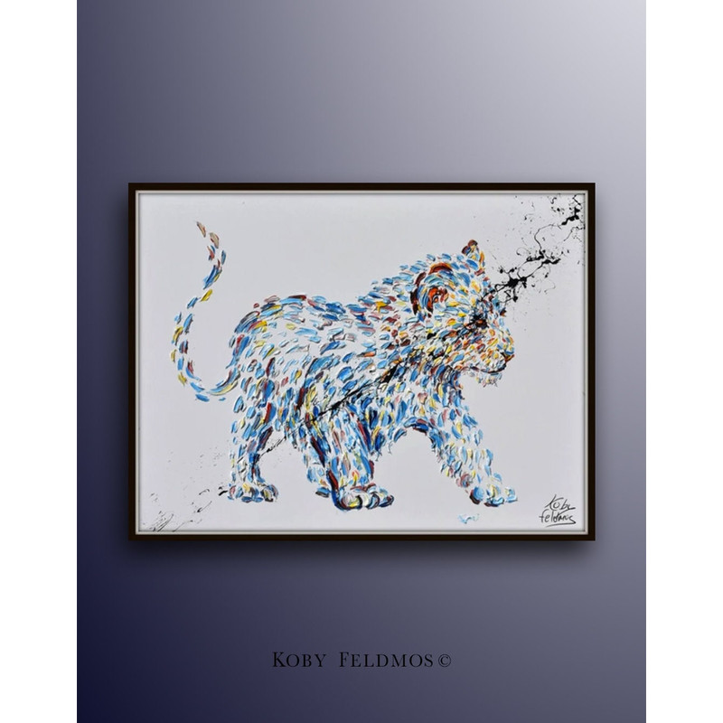 Painting 40 Baby Lion , Lion Cub original oil Painting on canvas, Modern Art, Express Shipping, By Koby Feldmos.jpg