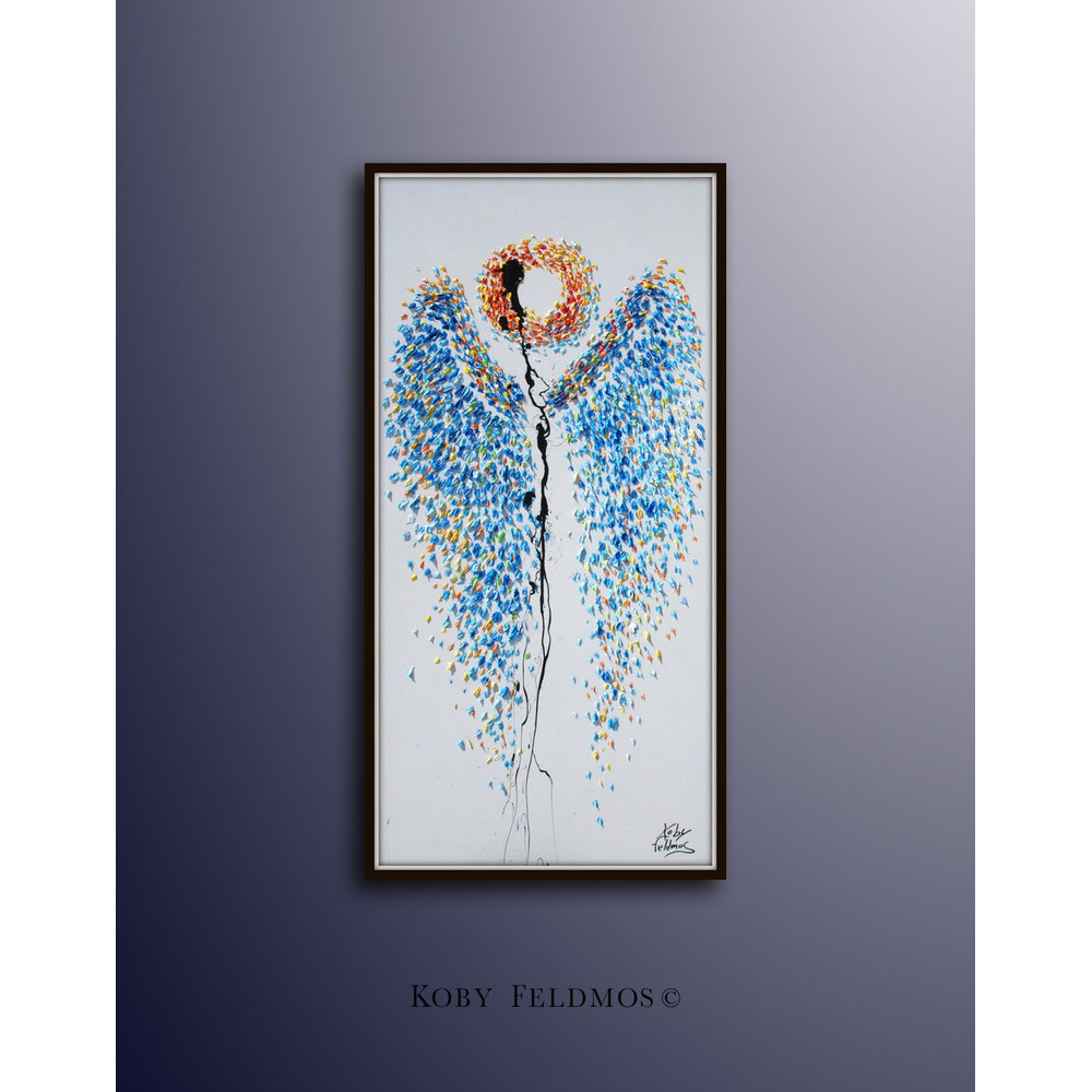 Painting 55 Angel wings, Original Oil Painting, One of a Kind Piece of Art, Calming Colors, Extremely unique, By Koby Feldmos.jpg