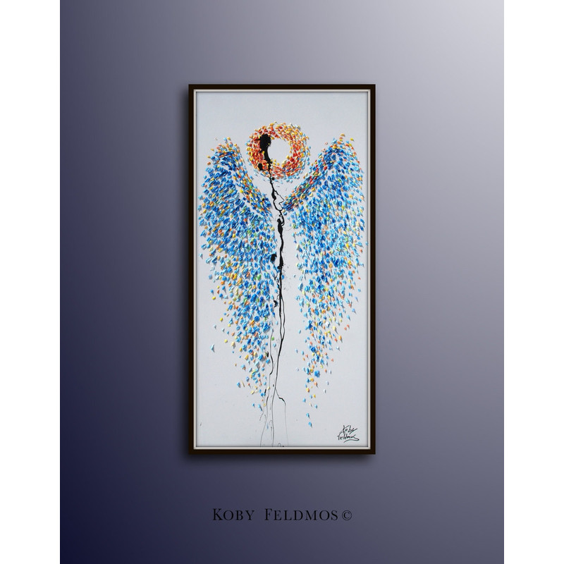 Painting 55 Angel wings, Original Oil Painting, One of a Kind Piece of Art, Calming Colors, Extremely unique, By Koby Feldmos.jpg