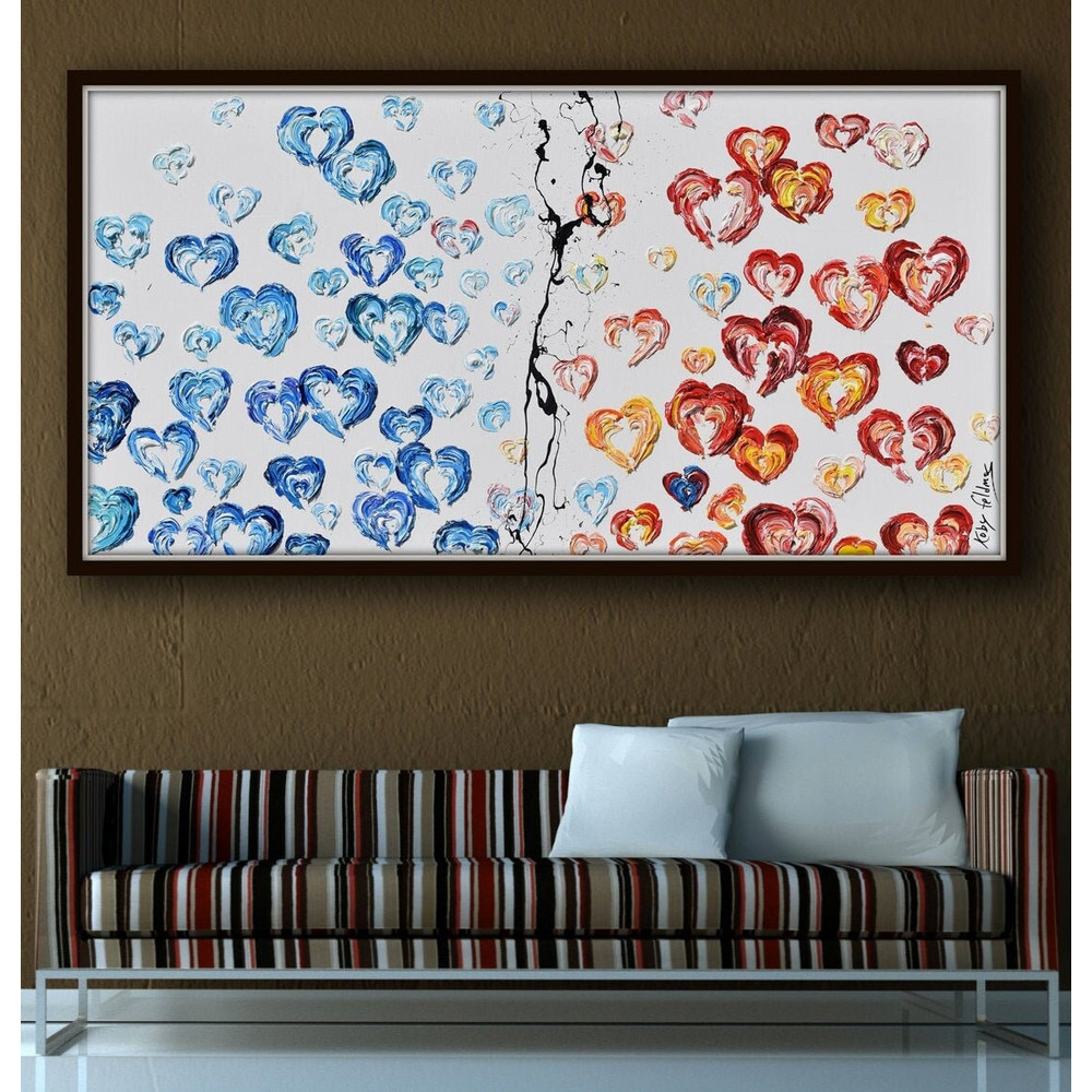 Painting 55 Beautiful Painting of Hearts Blue red colors, Extremely unique and special, for living room and bedroom by Koby Feldmos.jpg