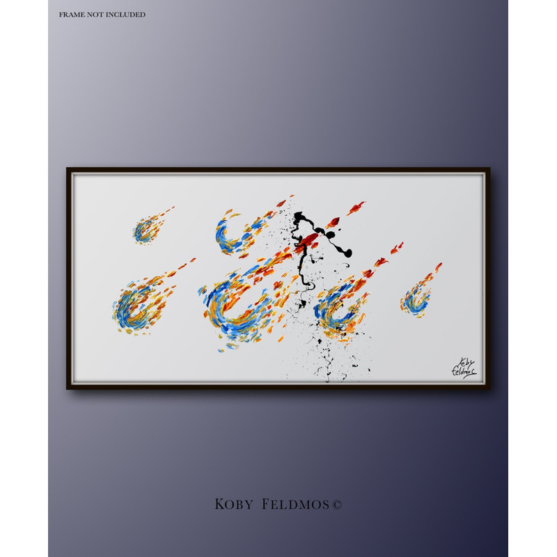 Painting 55 Rain of Meteors, Original oil painting on canvas , thick layers, beautiful calming shapes, luxury, by Koby Feldmos.jpg