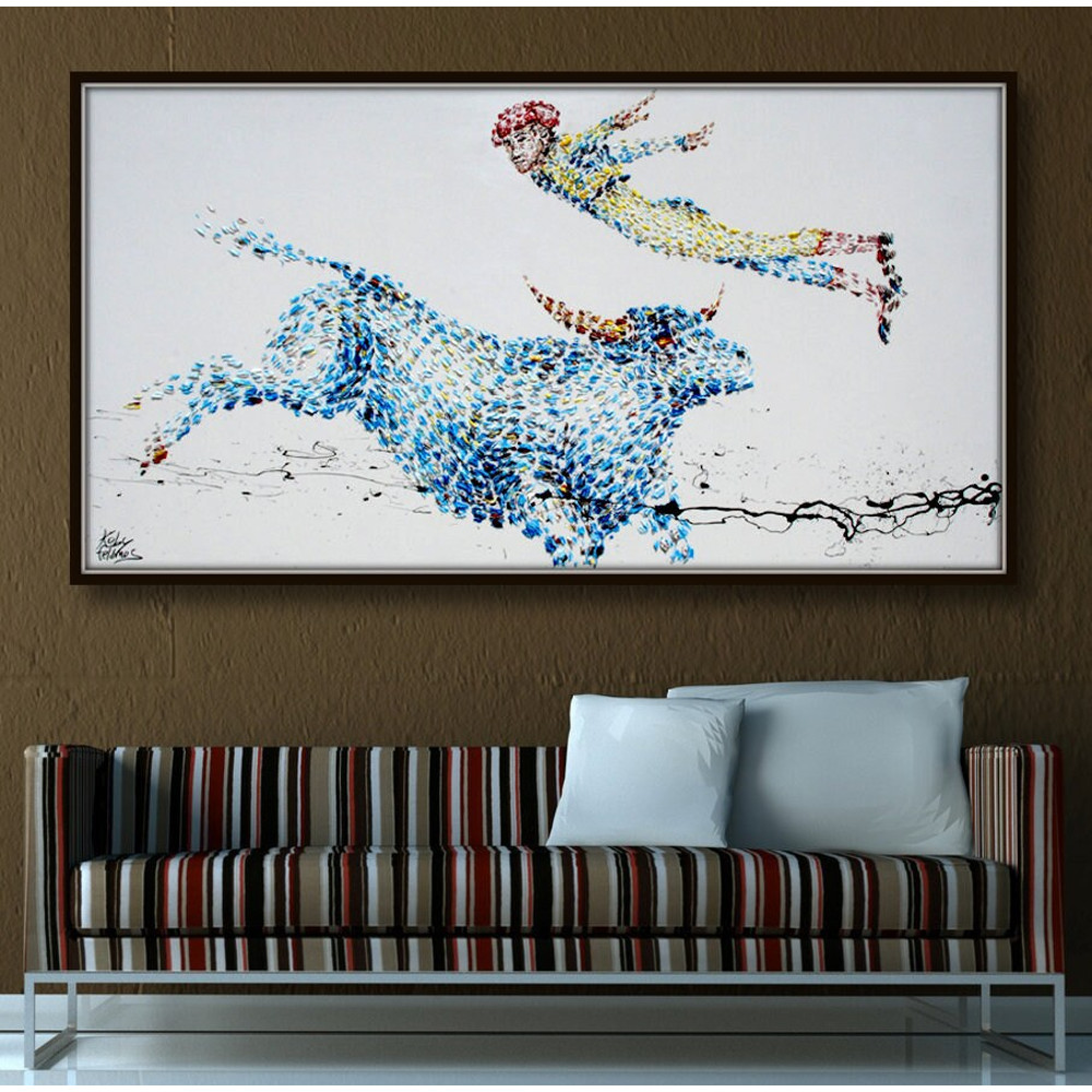 Painting 67 Original oil painting, bull matador , bull fight, large painting, home decor, modern art, gift idea, art, By Koby Feldmos.jpg