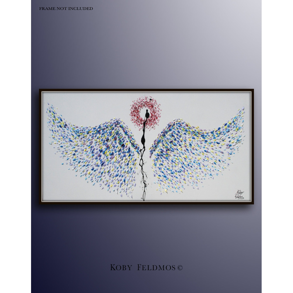 Painting Angel wings 55 Abstract style Thick layers Amazing texture ! Express Shipping By Koby Feldmos.jpg