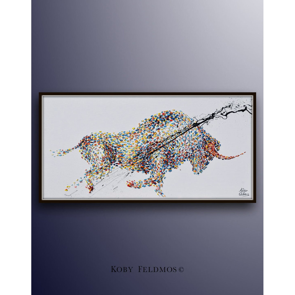 Painting Animal 55 Bull Painting Abstract  Painting on canvas, Original & HandMade Oil painting, Koby Feldmos.jpg