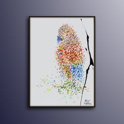 painting birds 40 original hand made oil painting , parrot painting, home decor, beautiful texture