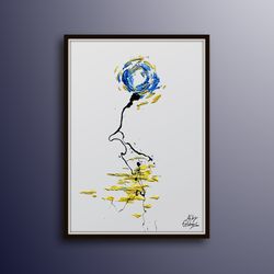 painting blue hydrangea 40, oil painting, calming abstract painting, express shipping , by koby feld