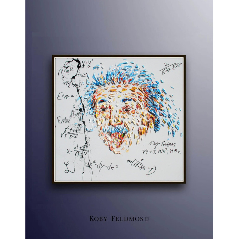 Painting Einstein 35 oil painting on canvas, original art canvas pop art custom order portrait handmade by Koby Feldmos.jpg