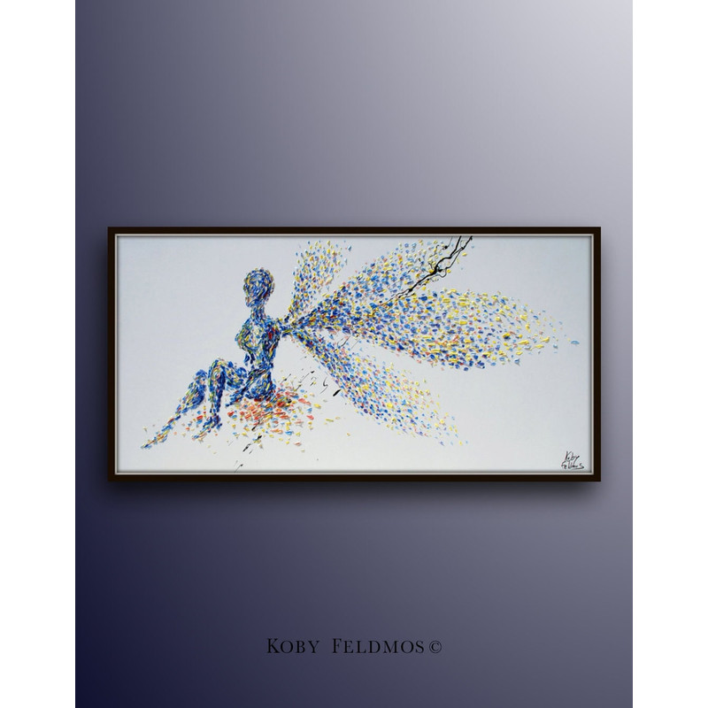 Painting Fairy 55 wishing Original oil painting on canvas, thick layers, beautiful relaxing oil colors, Handmade art by Koby Feldmos.jpg