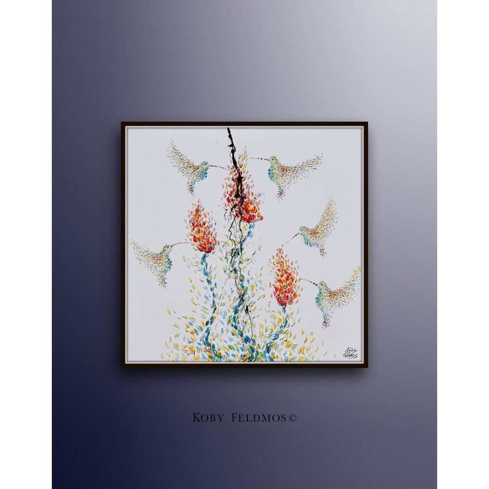 Painting HummingBirds 35 Original oil painting on canvas, Clean Modern looks, Beautiful refreshing colors, BY Koby Feldmos.jpg