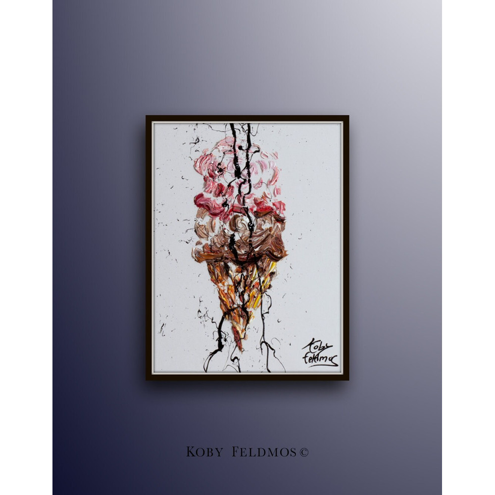 Painting Ice cream 30, Ice cream AMAZING gift idea for all occasions original oil painting handmade by Koby feldmos.jpg