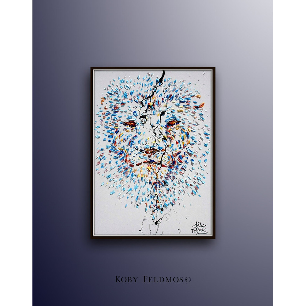 Painting Lion 40 original oil Painting on canvas, Modern Art, Express Shipping, By Koby Feldmos.jpg