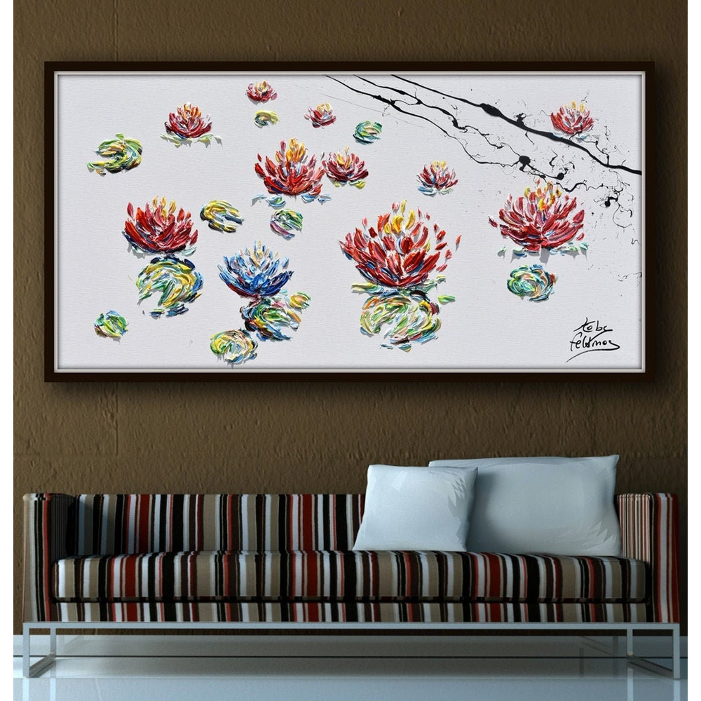Painting Lotus 55 Original oil painting of lotus flowers in water, handmade paintings, Amazing !!, Modern art, By Koby Feldmos.jpg