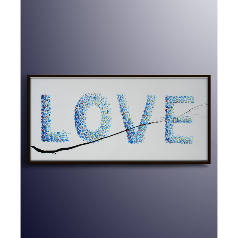 Painting Love 55 painting romantic gift, valentine wedding gift, Love Word, blue relaxing colors, Amazing above bed, By Koby Feldmos.jpg