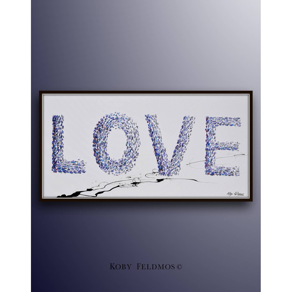 Painting Love painting 55, romantic gift, valentine wedding gift, Love Word, Beautiful purple Amazing above bed, By Koby Feldmos.jpg