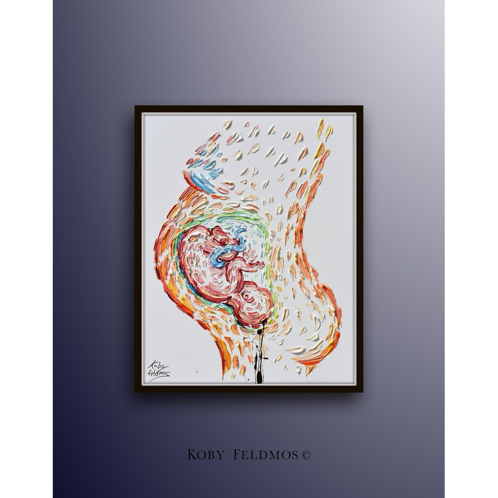 Painting of Pregnant woman 40, birth, gift for hospital, office painting, doctor painting, baby, newborn, nursery room.jpg
