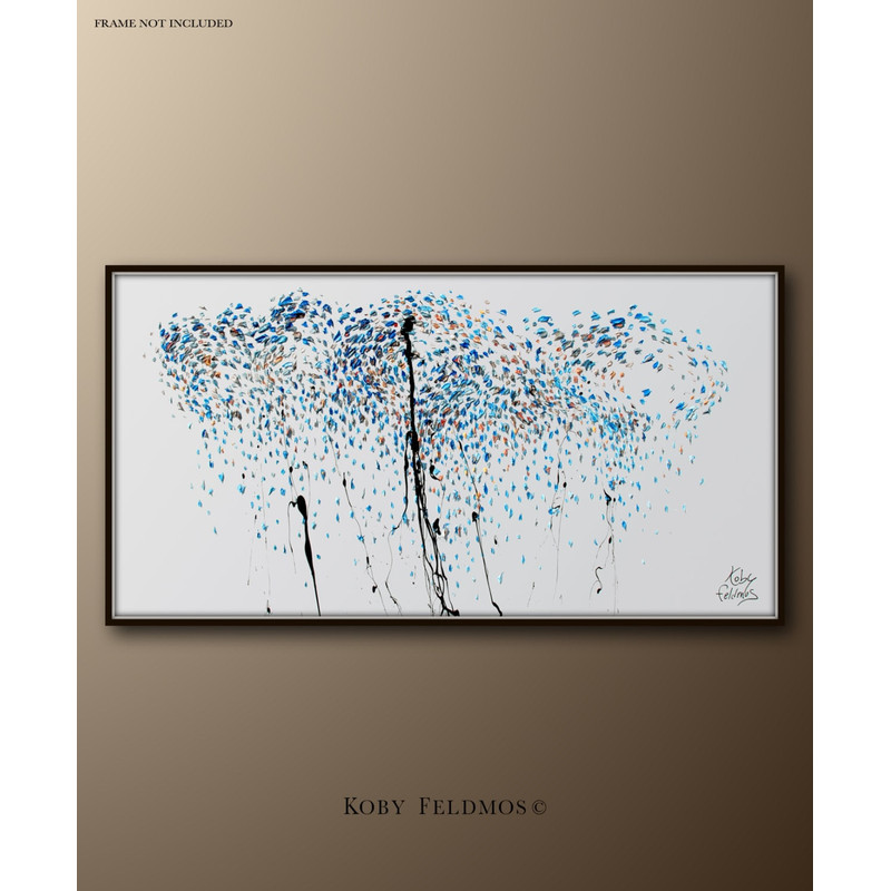 Painting Rain 55 cloud Abstract art painting Original Oil painting on canvas Hand made thick paint Modern Art By Koby Feldmos.jpg