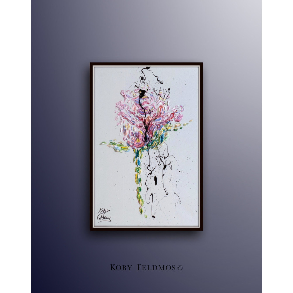 Painting Rose Flower 30, Modern style, luxury looks, thick layers, extremely unique by Koby Feldmos.jpg