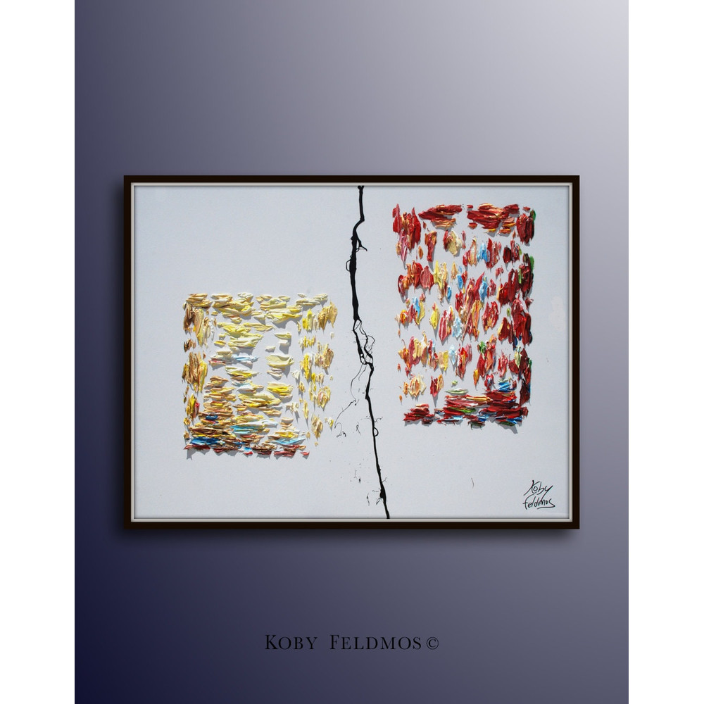 Painting Shapes 40 rectangle and square Thick layers of paint, minimalist composition, handmade oil painting, Koby Feldmos.jpg