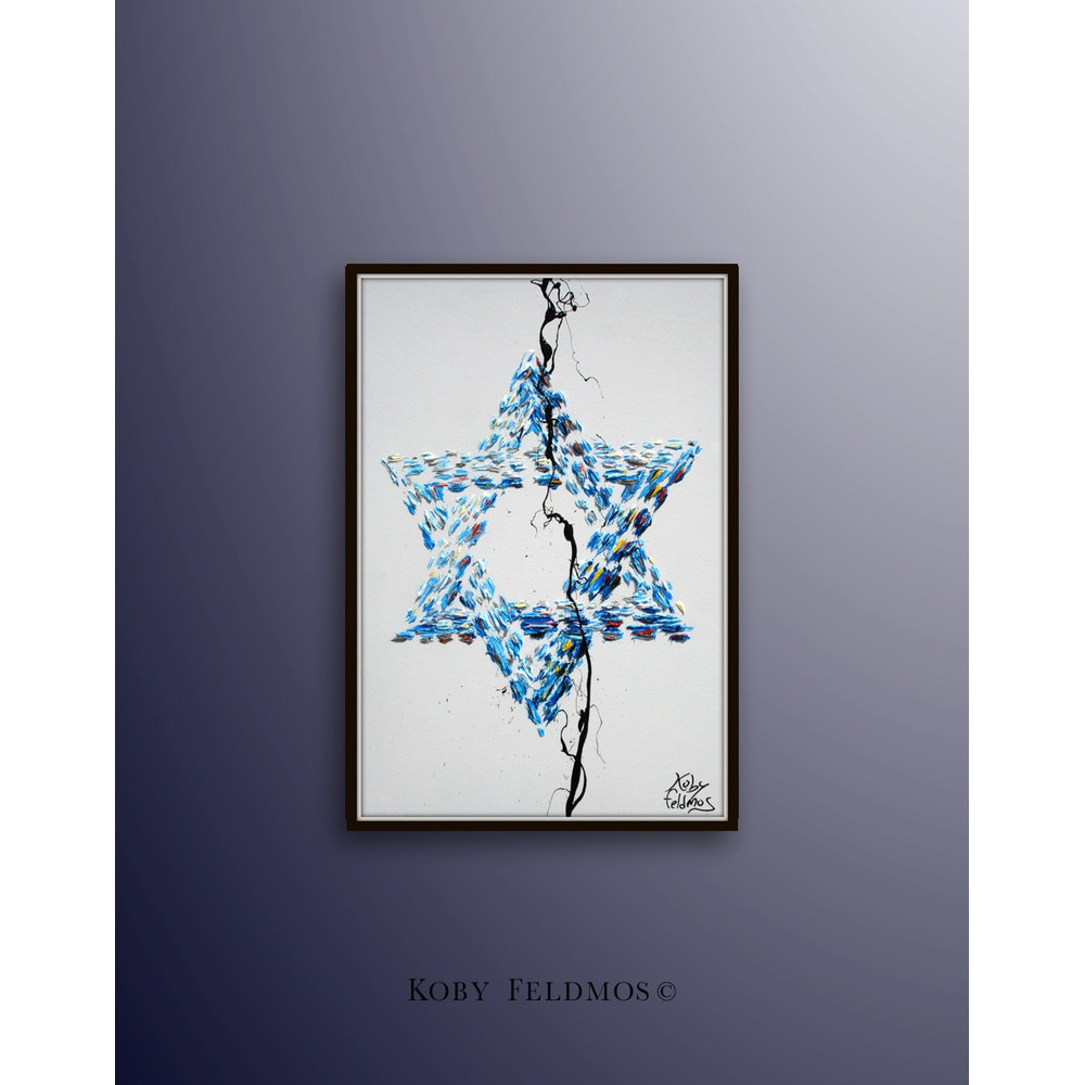 Painting Star of David 40, Original oil painting on canvas, Jew, Jewish star, Israel painting, bible religious painting by Koby Feldmos.jpg
