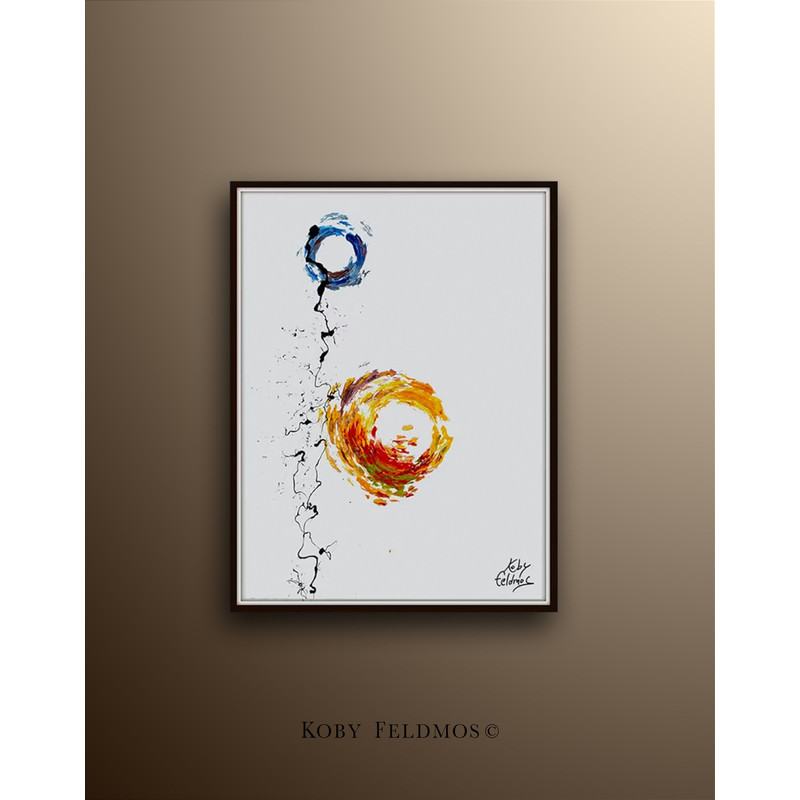 Painting Sun & Moon 30 Original Abstract Oil Painting on canvas, Home decor, Express shipping, By Koby Feldmos.jpg