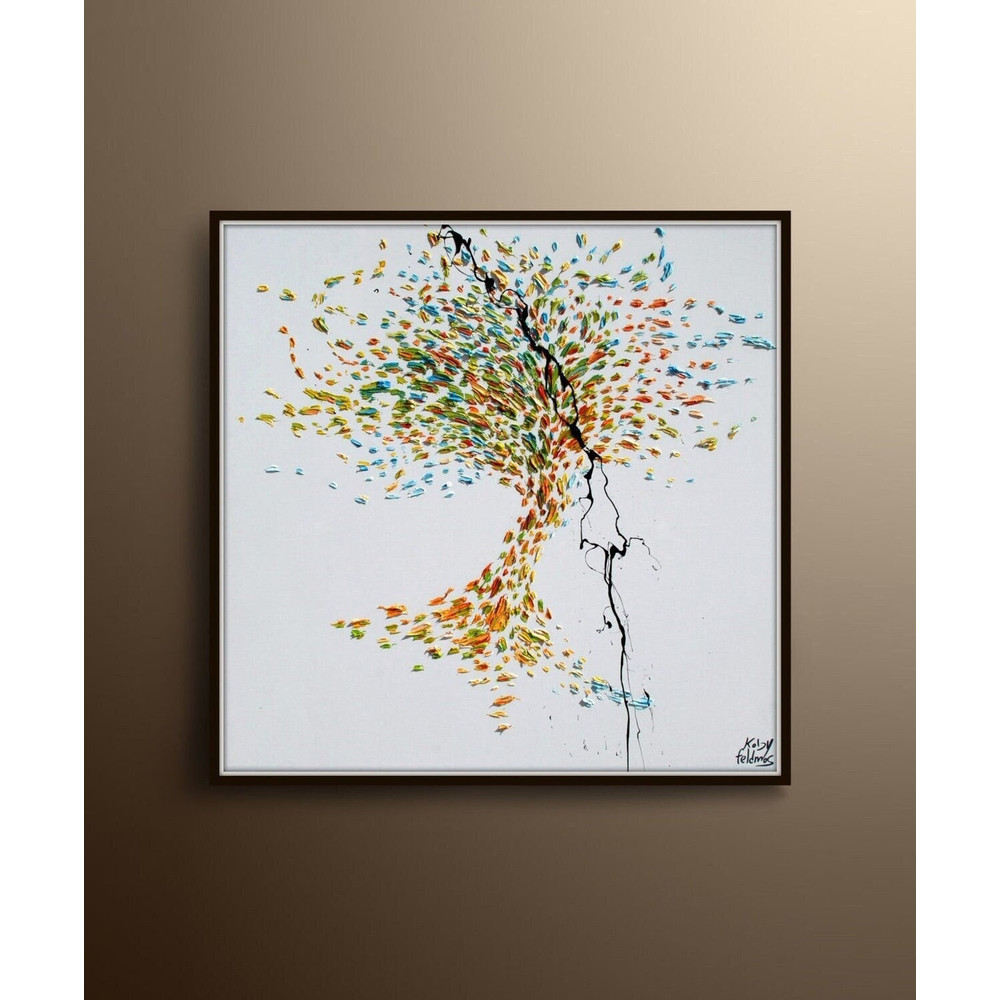 Painting Tree 35 Beautiful & Colorful Abstract Tree , Original Oil Painting , modern classic looks, Handmade By Koby Feldmos.jpg