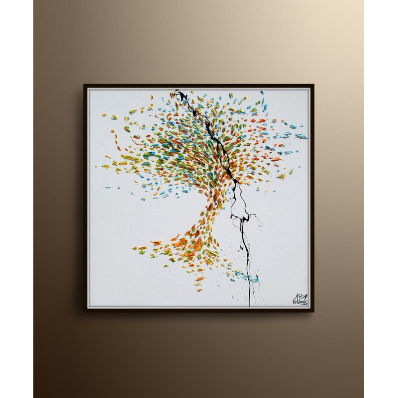 Painting Tree 35 Beautiful & Colorful Abstract Tree , Original Oil Painting , modern classic looks, Handmade By Koby Feldmos.jpg