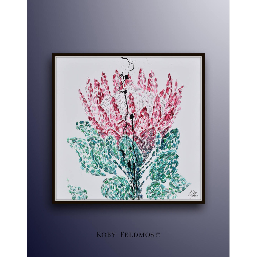 Protea Flower 35 Beautiful relaxing oil painting of a protea, the Protea flower represents change and hope - original painting Koby Feldmos.jpg