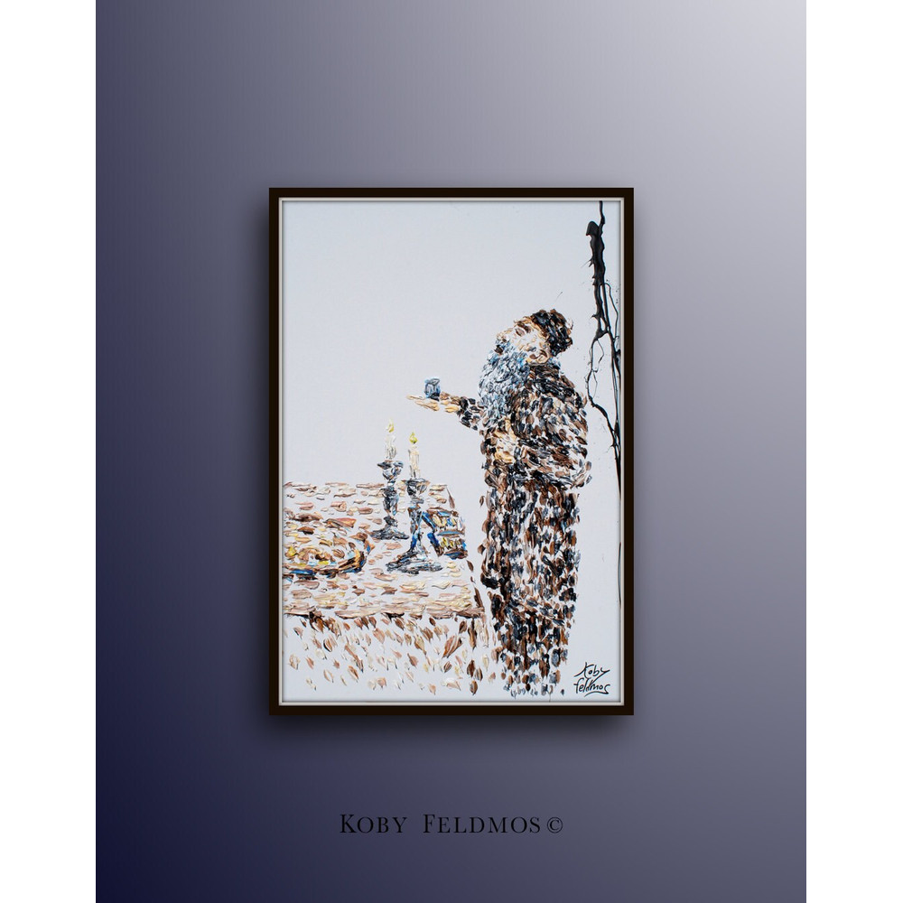 Shabbat candle 30 lights Jew Figure Painting Jewish art Sabbath candle , Original Handmade oil painting on canvas.jpg